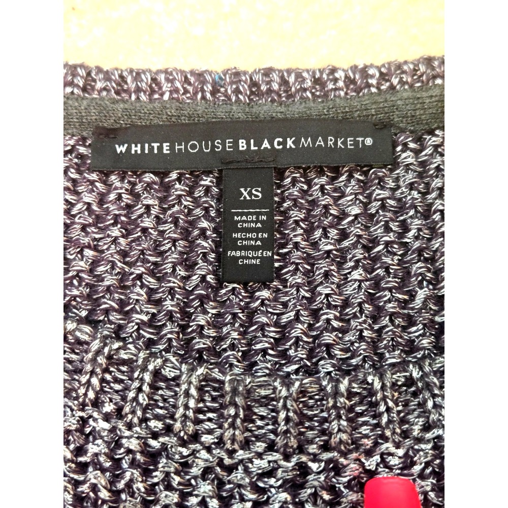 WHBM Metallic Weave Pullover Sweater Women's XS Metallic Silver Color - Picture 2 of 9